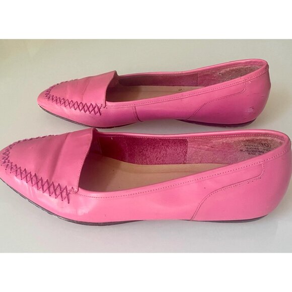 Pink Leather Loafers, Size 9.5, Real Leather Flats by Bellicci, Barbiecore Shoes - Picture 4 of 9